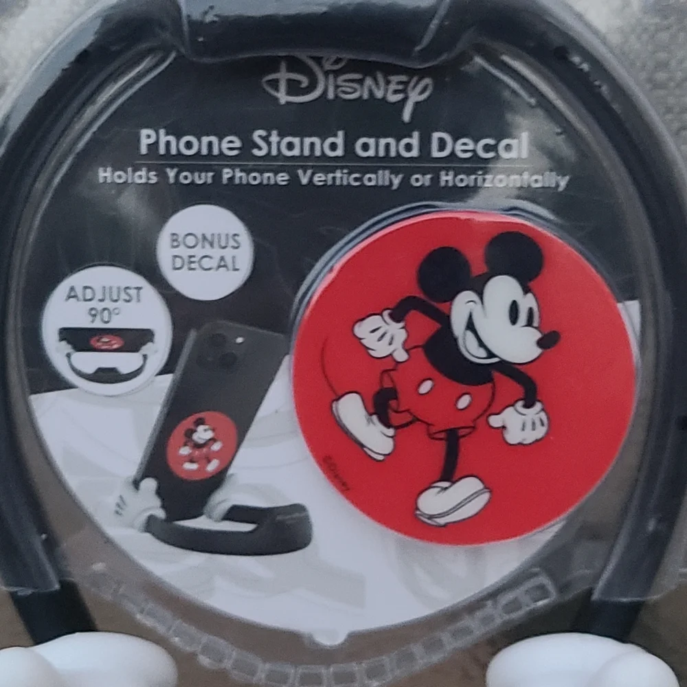 Disney Mickey Mouse Cell Phone Stand And Decal Holds Phone Horizontal/Vertical